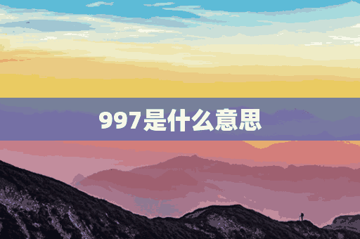 997是什么意思(997是什么意思工作时间)